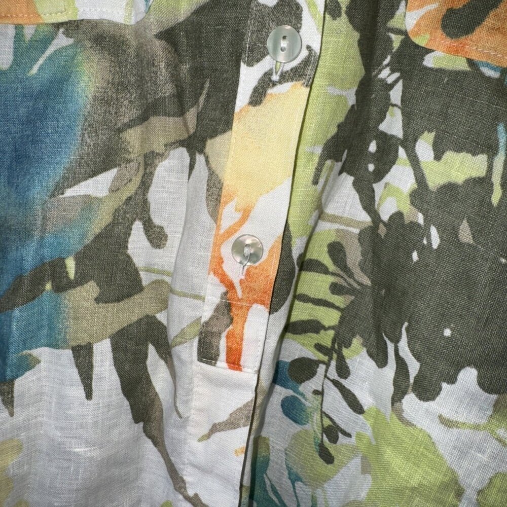 Chico's No-Iron Linen Floral Paradise Shirt Size: 2 US Size 12 - Picture 12 of 16
